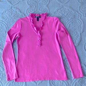 Ralph Lauren ruffle-trim cotton blouse